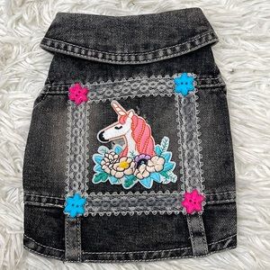 Handmade OOAK Denim Unicorn Dog Vest Size Small